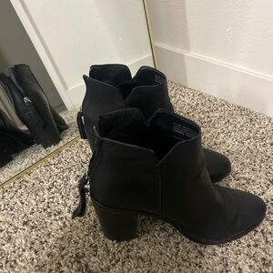 bp Black Ankle Booties with Block Heel and Back Zip